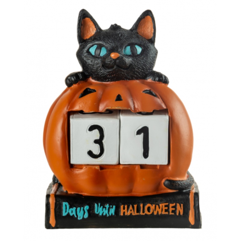 Halloween Countdown With Pumpkin & Cat 18cm
