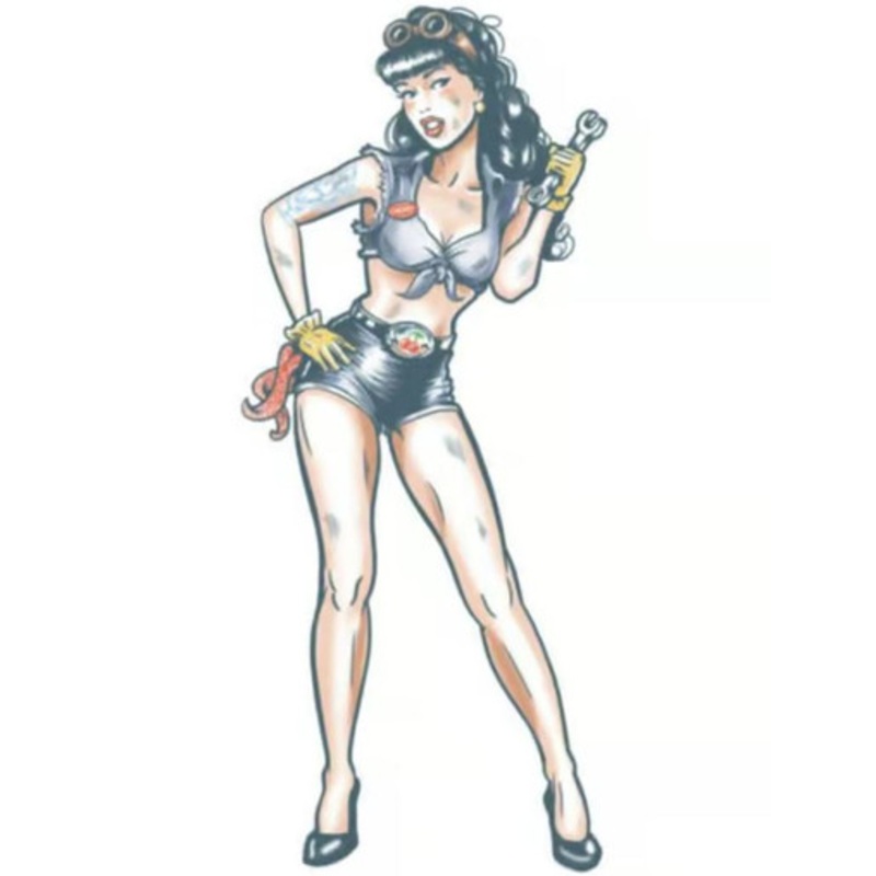 Pin Up  Mechanic Girl  Temporary Tattoo