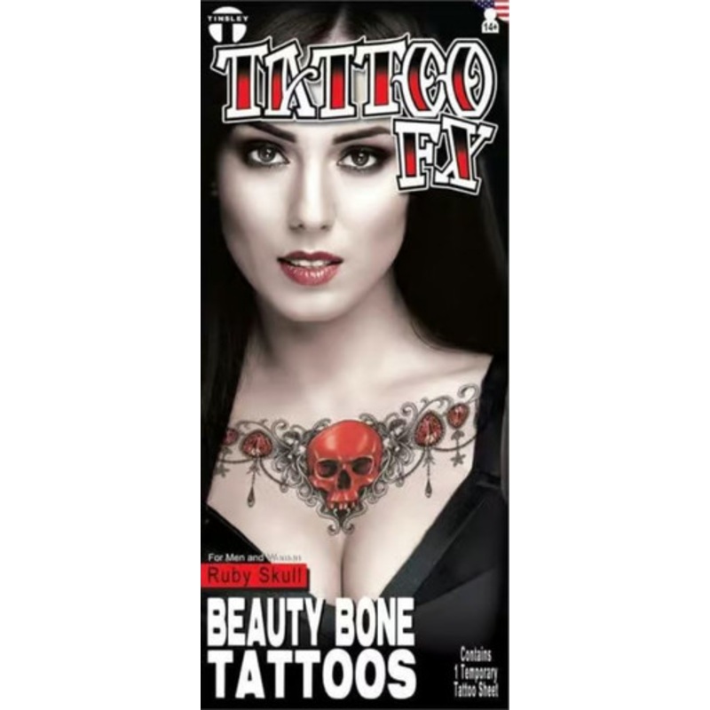 Red Ruby Beauty Bone Tattoo