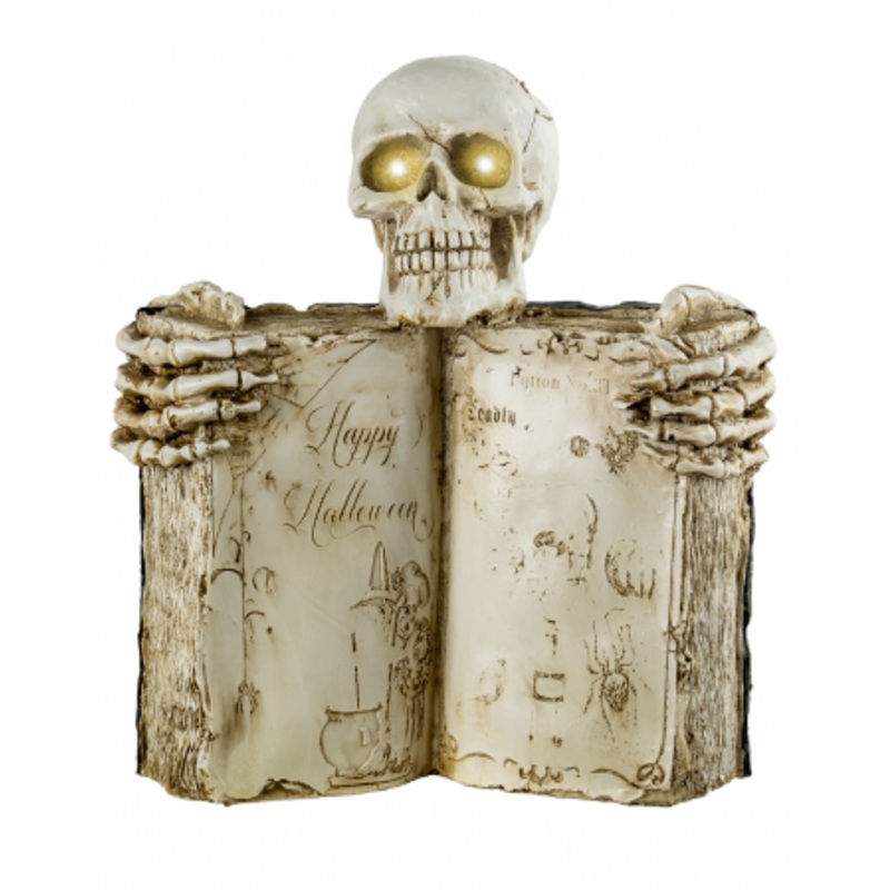 Skeleton Bust With Spellbook & LED Eyes 34cm