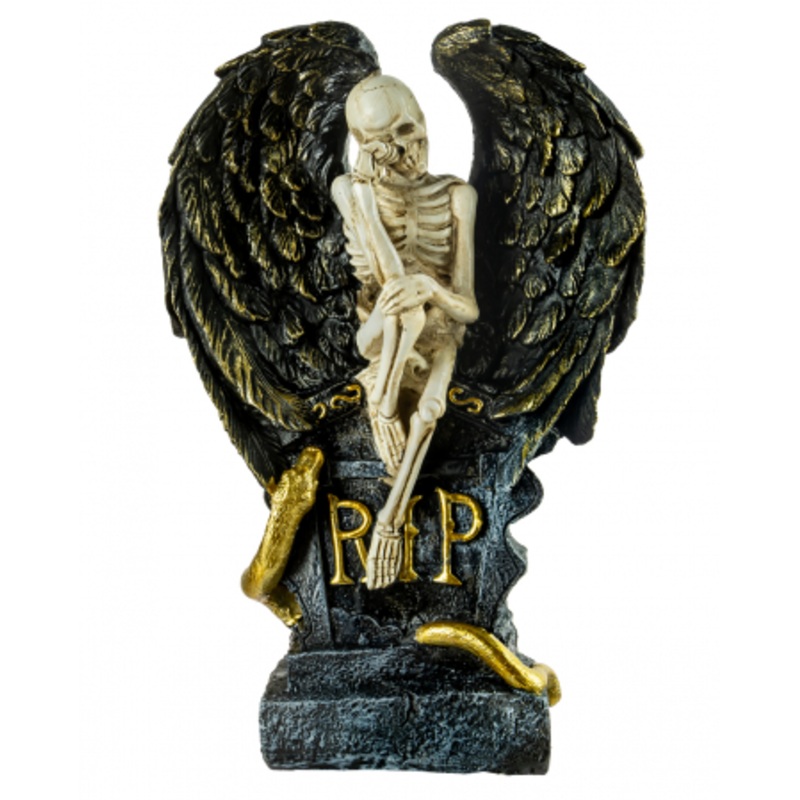 Weeping Angel Of Death With Wings & Gravestone 32cm
