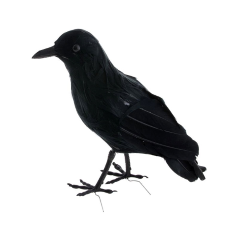 Black Raven With Feathers 23 Cm