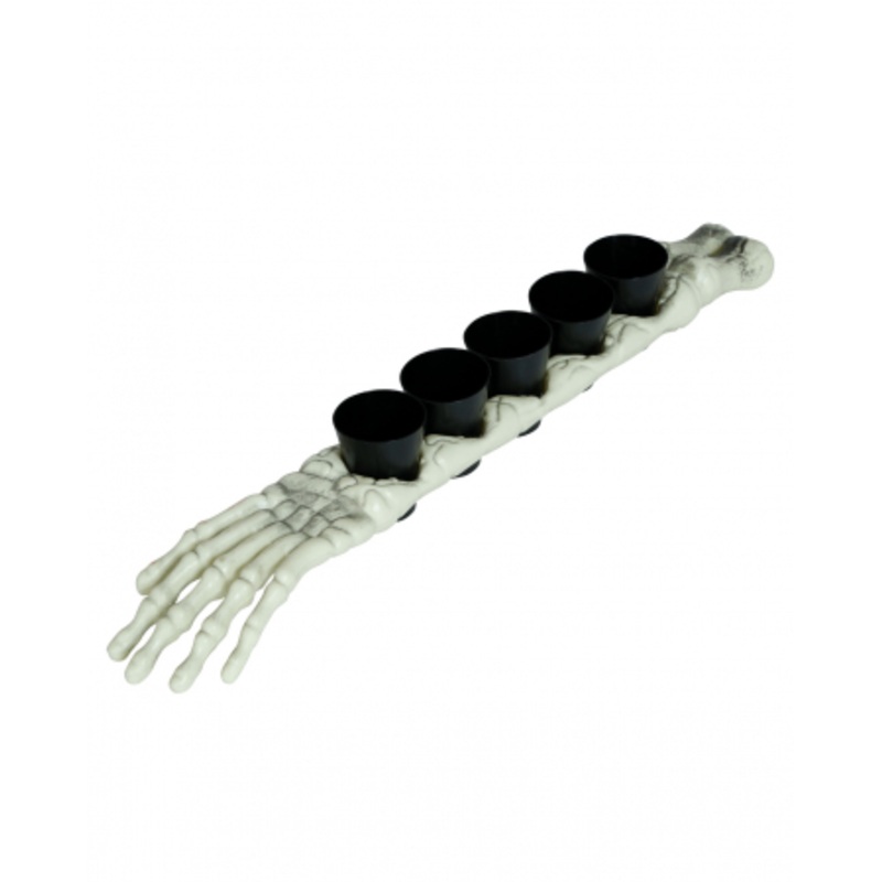 Skeleton Arm With 5 Shot Glasses
