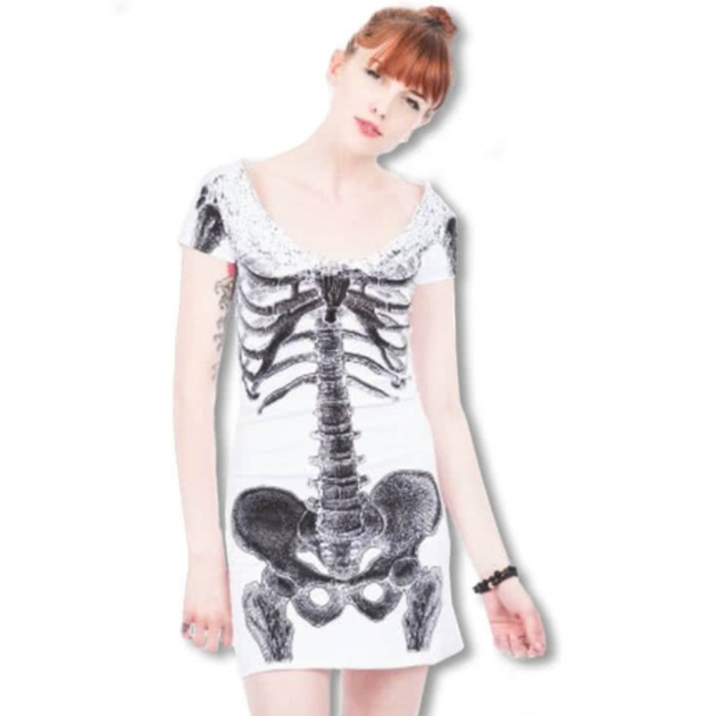 Skeleton shirt dress white XL / 42