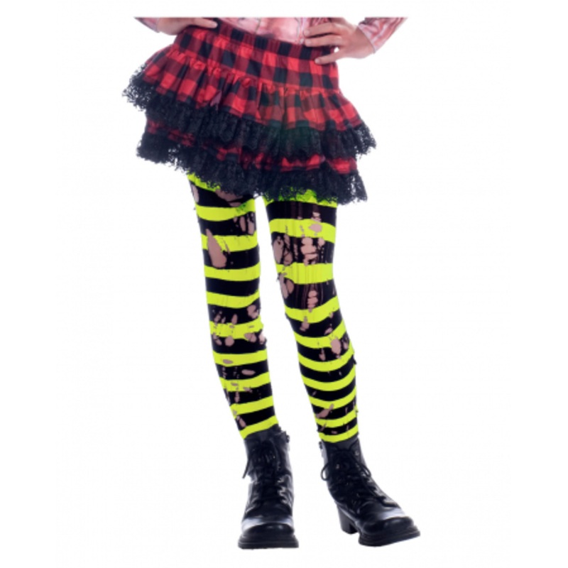 Striped Shreds Neon Children's Tights
