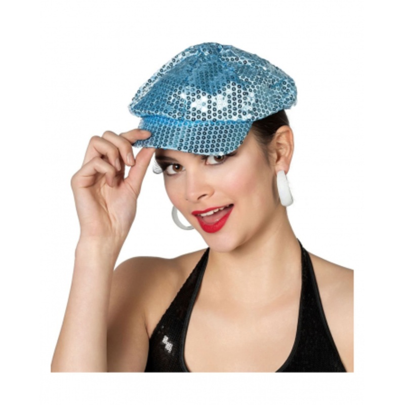 Sequined baseball cap blue