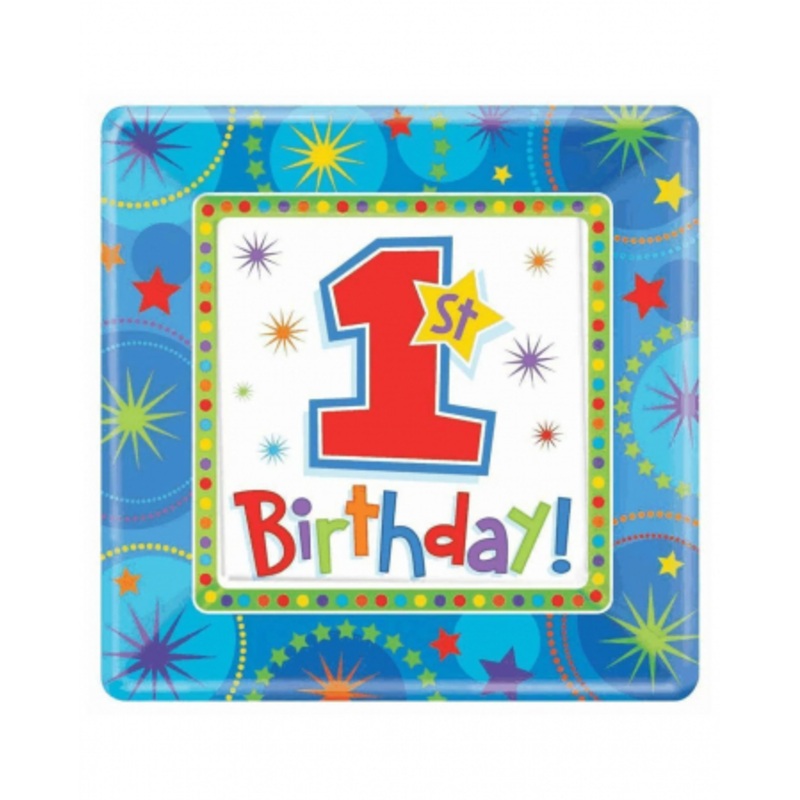 1st Birthday blue plate