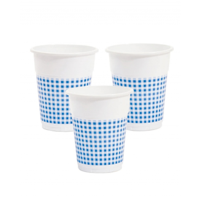 25 Plastic Cup White / Blue 350ml