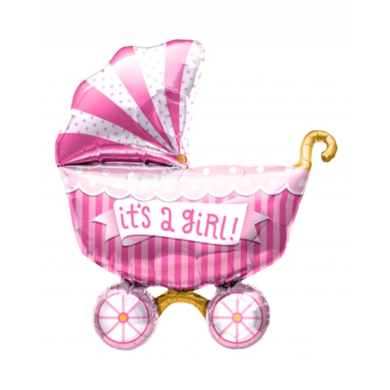Foil Balloon Baby Carriage - It's A Girl -