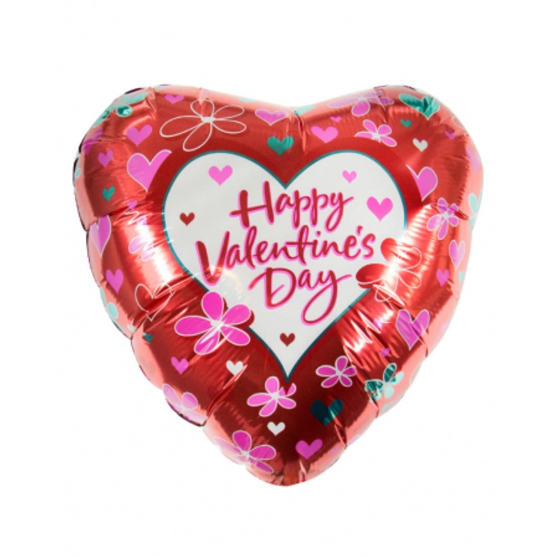Happy Valentine's Day Foil Balloon With Flowers