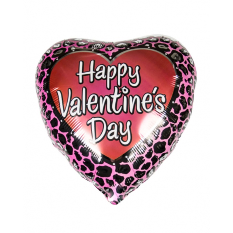 Valentine's Heart Foil Balloon With Leopard Pattern