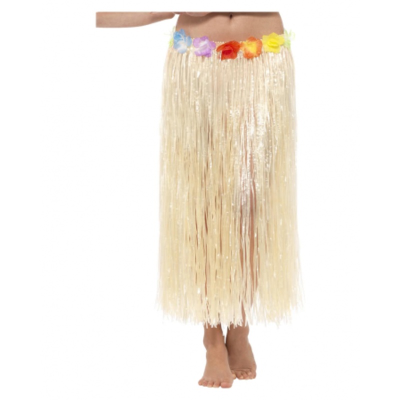 Hawaii Hula Skirt Natural With Flowers