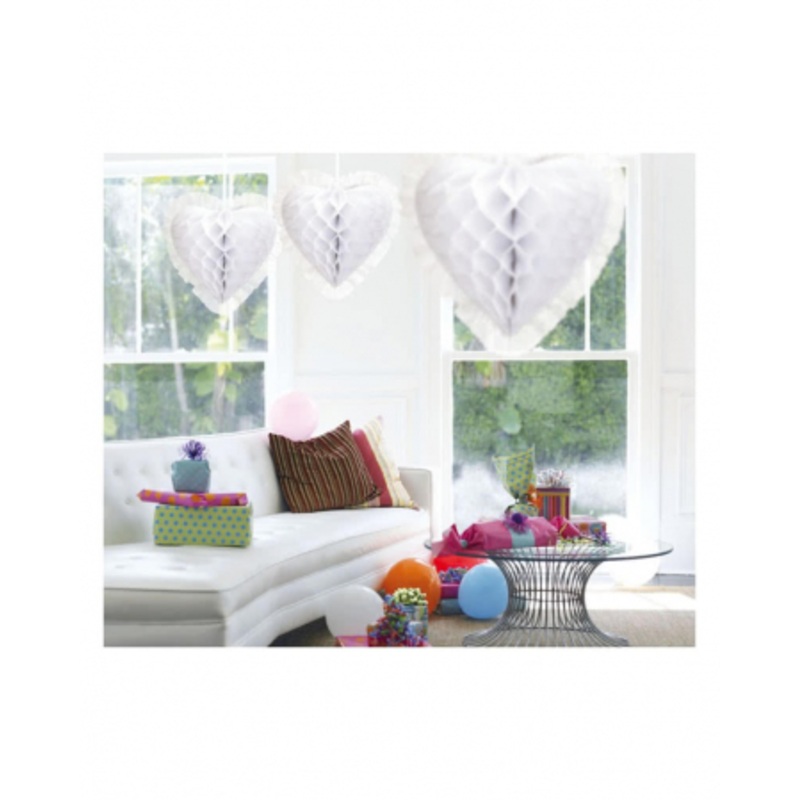 Honeycomb Heart White With Lace