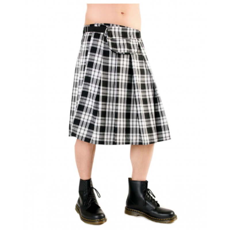 Short Kilt Black Pistol Tartan Black/white XL
