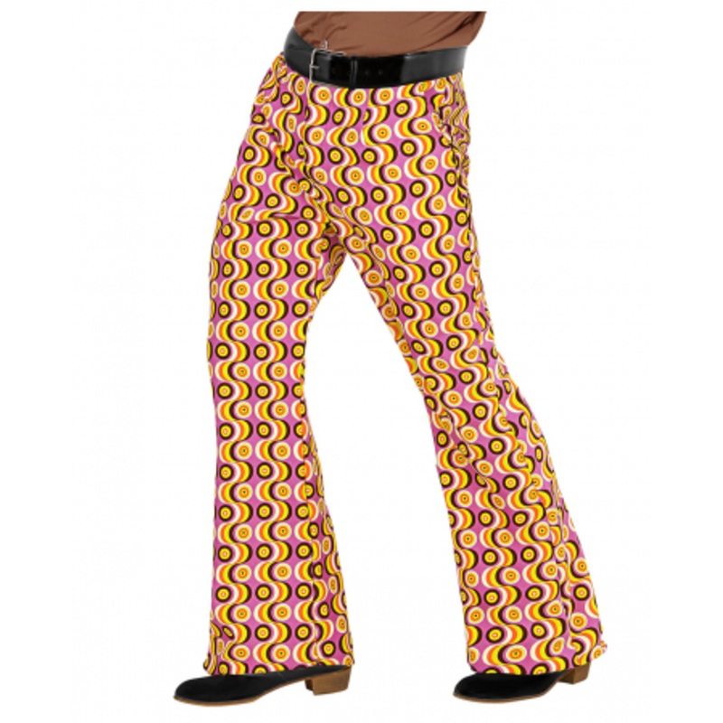 Groovy 70s Men's Flare Pants Discs XXL