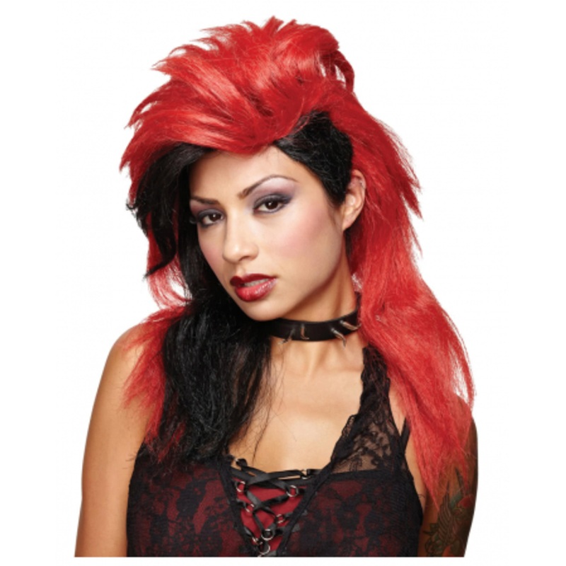 Punk Rock Wig Red-black
