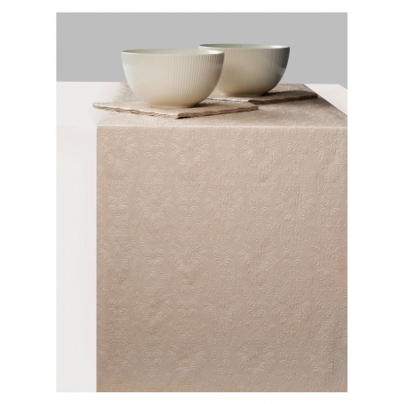 Table Runner Elegance Ornament Taupe 6m