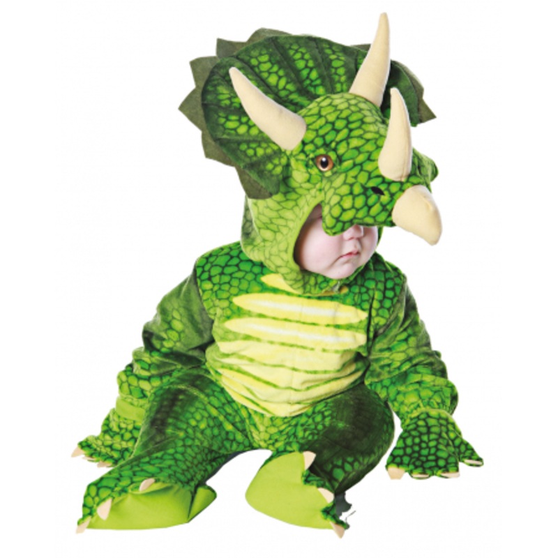 Three-horned Dinosaur Toddler Costume Green S