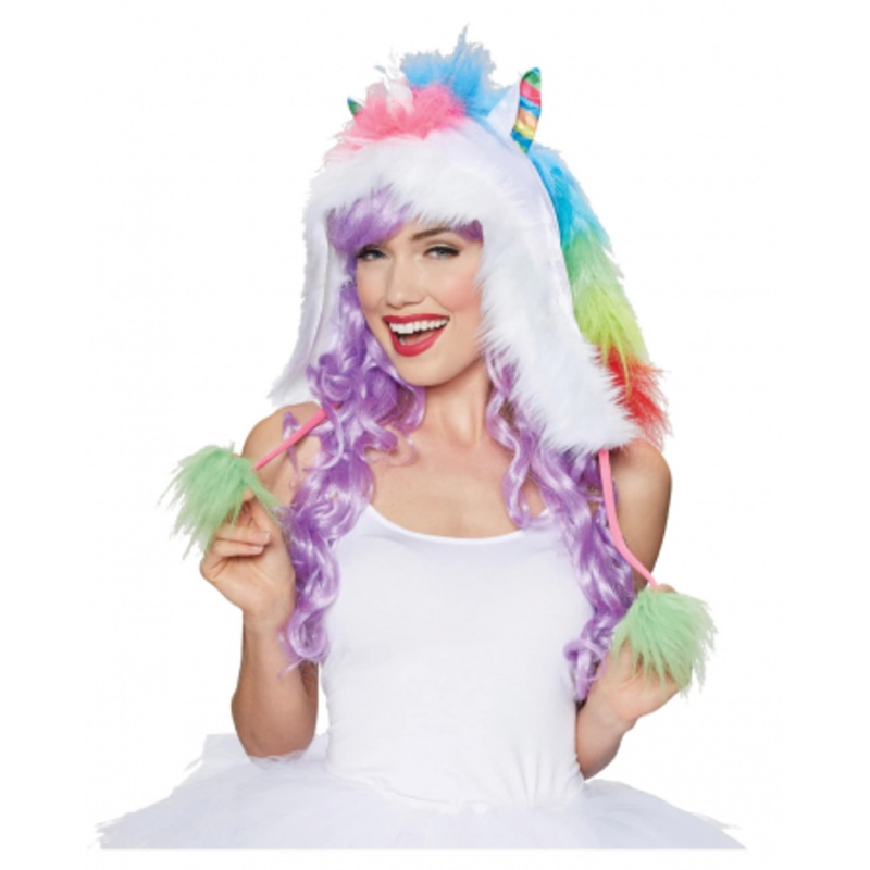 Unicorn Hood With Pom Poms