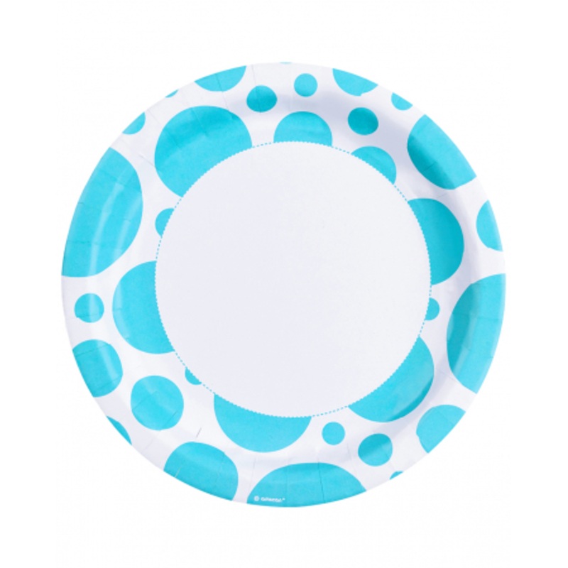 Caribbean Blue Dots Paper Plates 8 Pcs.