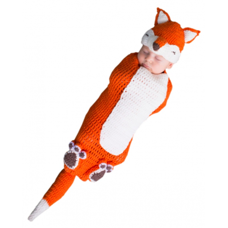 Crochet Fox Baby Costume Bag 0-3 Monate