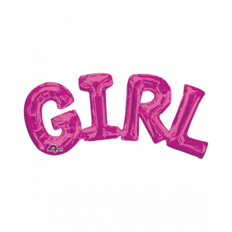 Foil Balloon Lettering Girl Pink