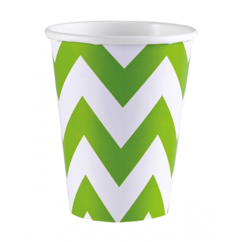 Kiwi Green Zig-Zag Paper Cups 8 Pc.