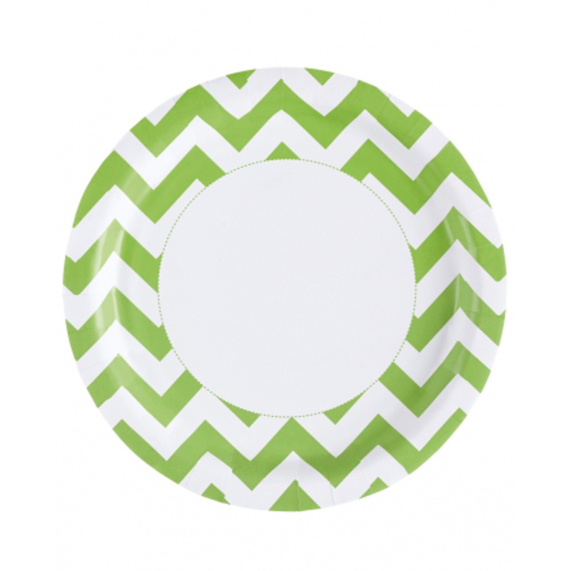 Kiwi Green Zig-Zag Paper Plate 8 Pc.