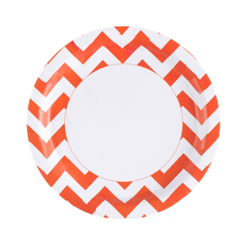 Orange Zig-zag Paper Plate 8 Pcs.