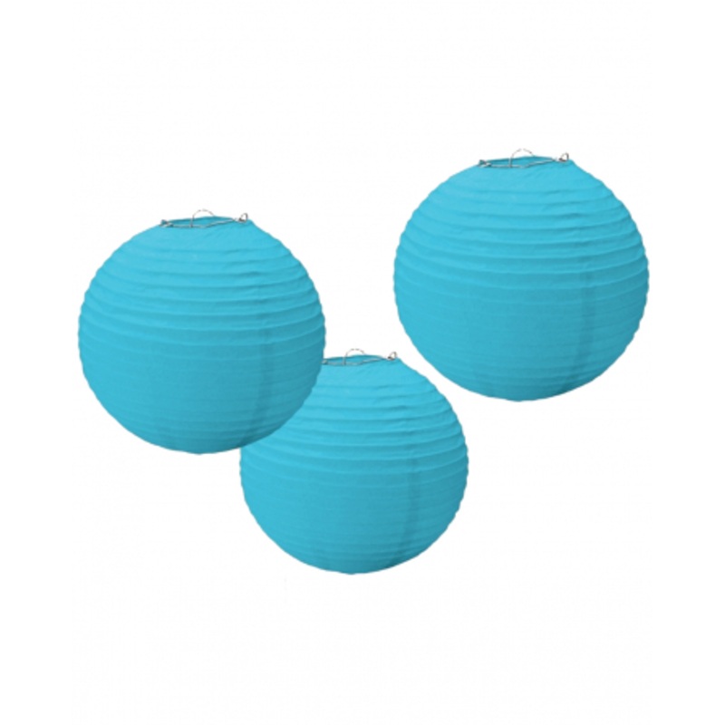 Paper Lantern Set 3 Pcs. Light Blue