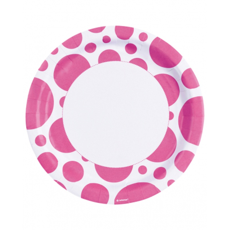Pink Dots Paper Plates 8 Pcs.