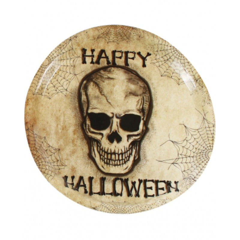 Plastic Plate Happy Halloween Skull
