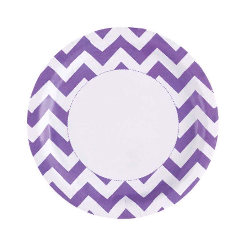 Purple Zig-zag Paper Plate 8 Pcs.