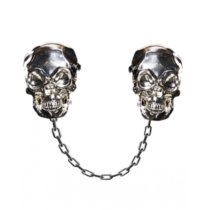Skull Brooches With Chain As Cape Fastener
