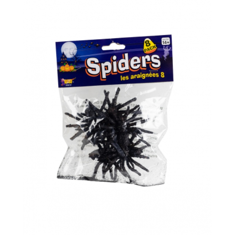 Glitter Spiders Black-orange 8 Pcs.