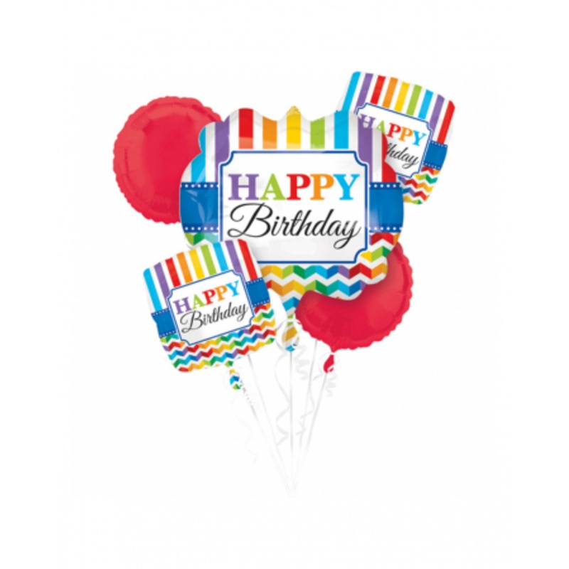 Happy Birthday Foil Balloon Bouquet Colourful