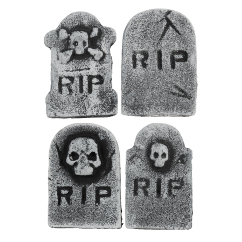 Mini Halloween Tombstones Set Of 4