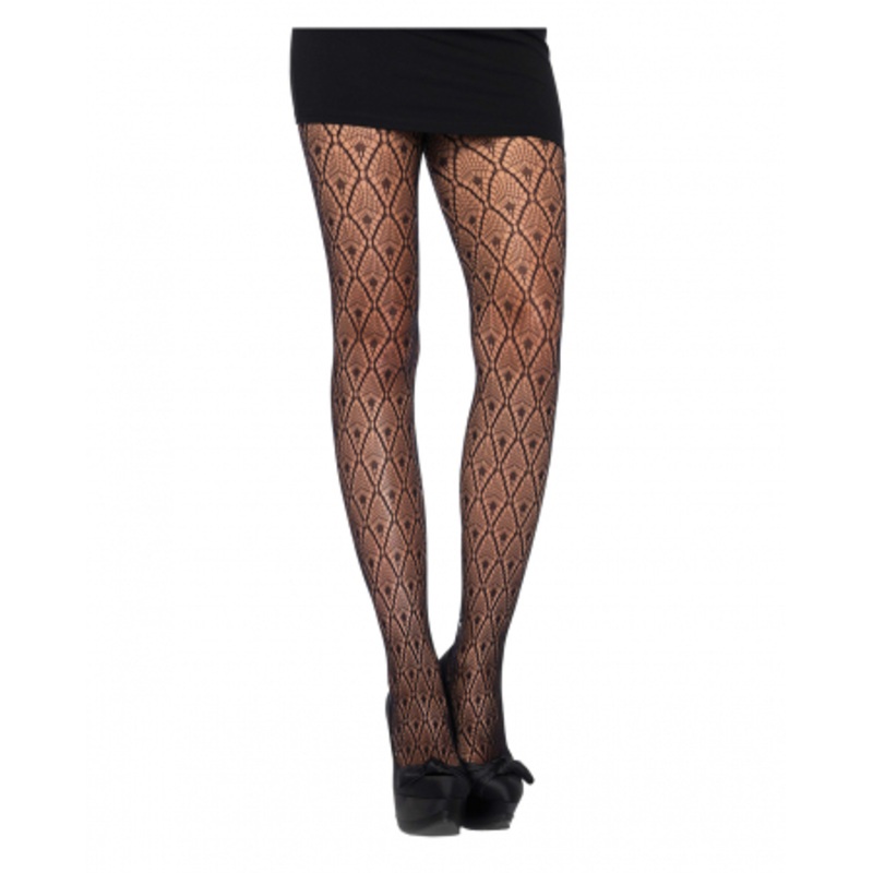 Patterned Lace Pantyhose Black