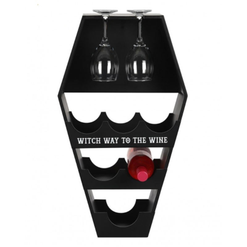 Gothic Wine Rack In Coffin Shape 62cm