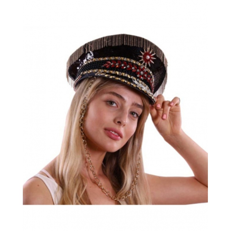 Military Festival Peaked Cap Black
