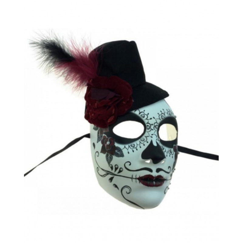 Sugar Skull Mask With Mini Top Hat