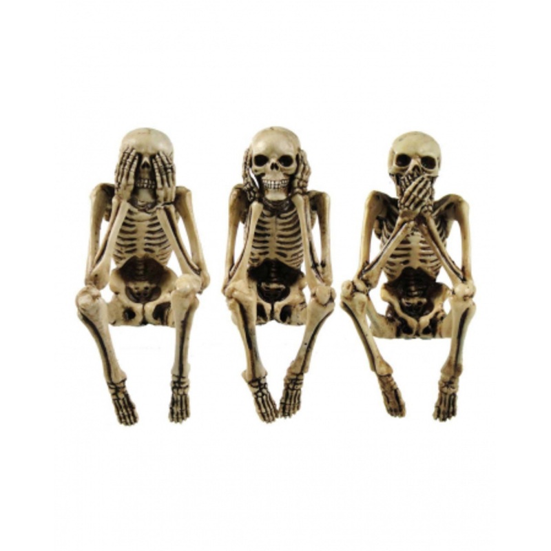 Three Wise Skeleton Figures 10cm