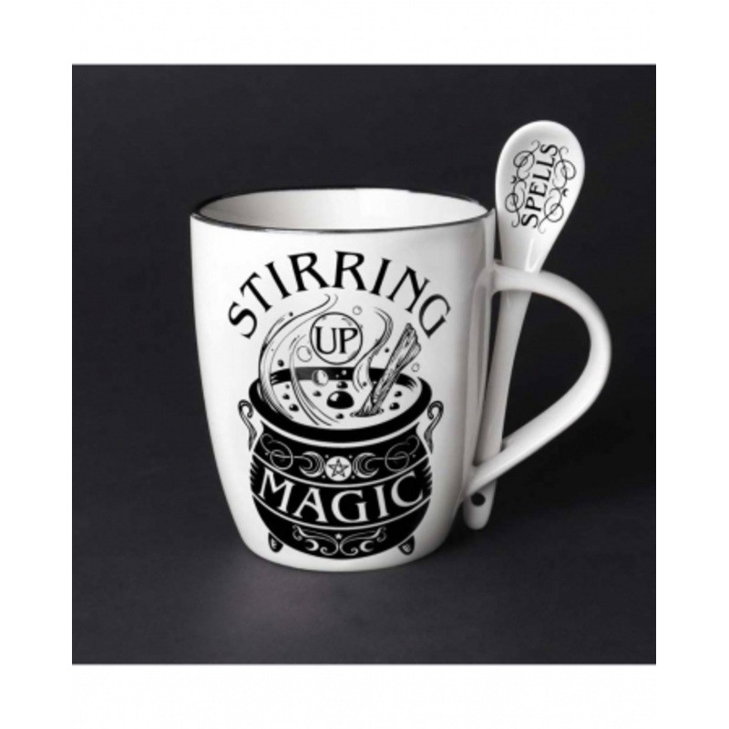 White Stirring Up Magic Cup With Spoon