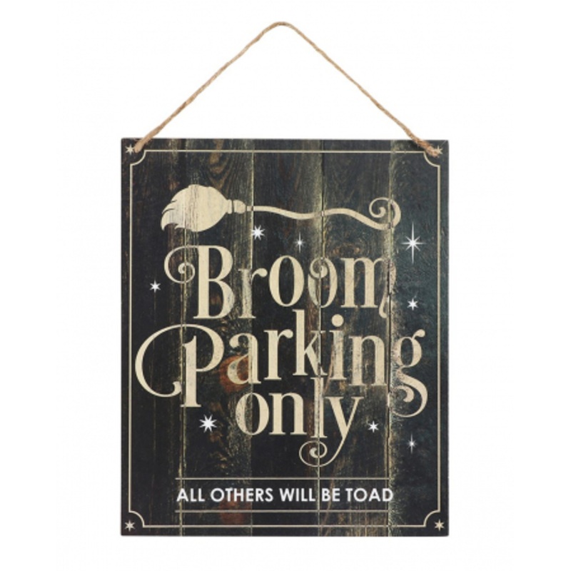 Witch Broom Parking Hanging Sign