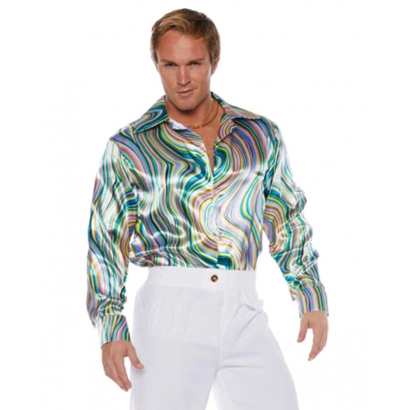 70s Disco Shirt With Swirls One Size