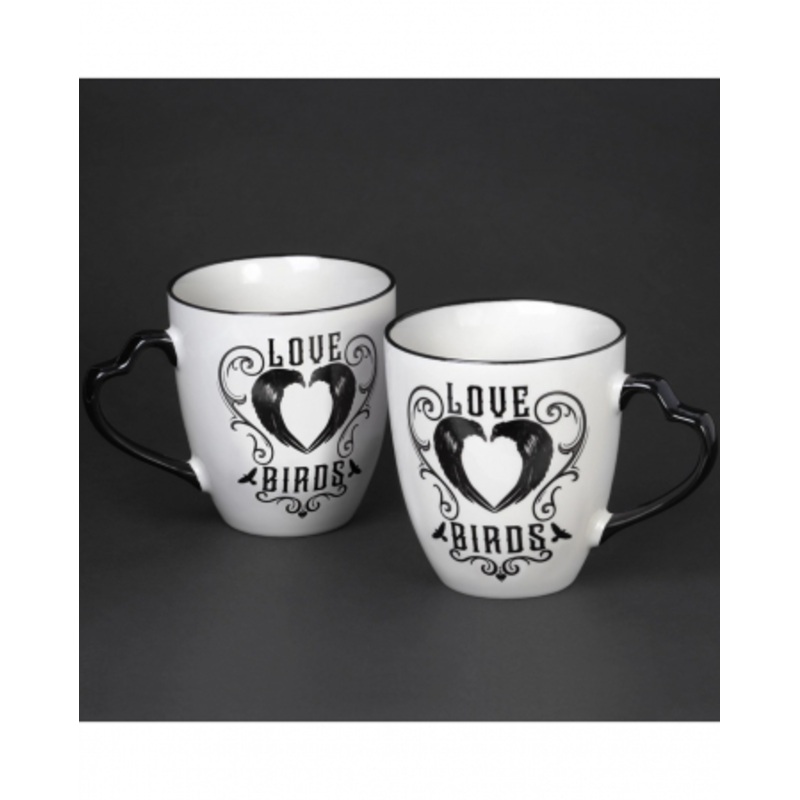 Black Ravens Love Birds Couple Mugs Set Of 2