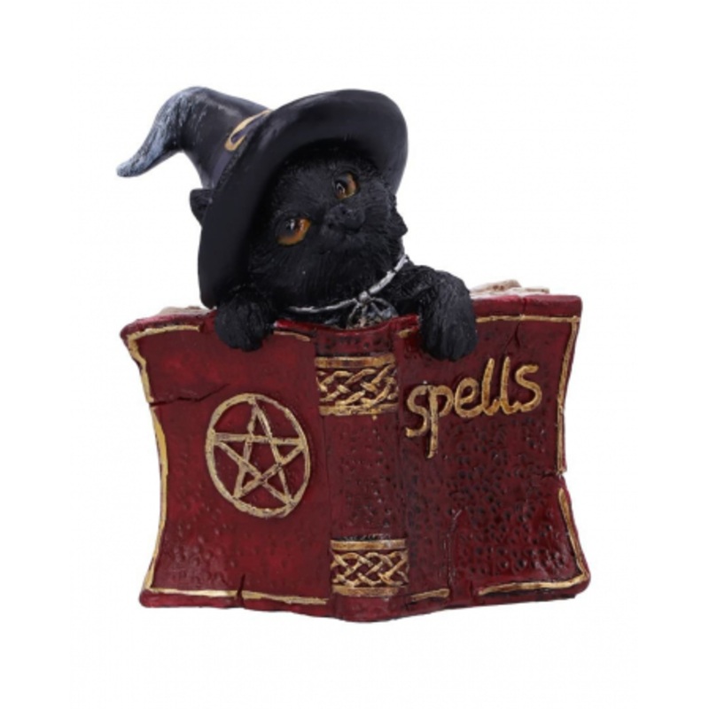 Black Witch Cat With Red Spell Book 8,2cm