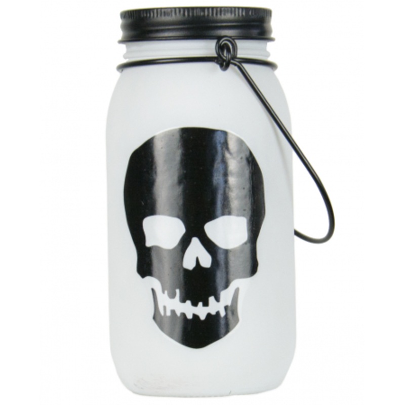 Glowing Skull Glass Lantern