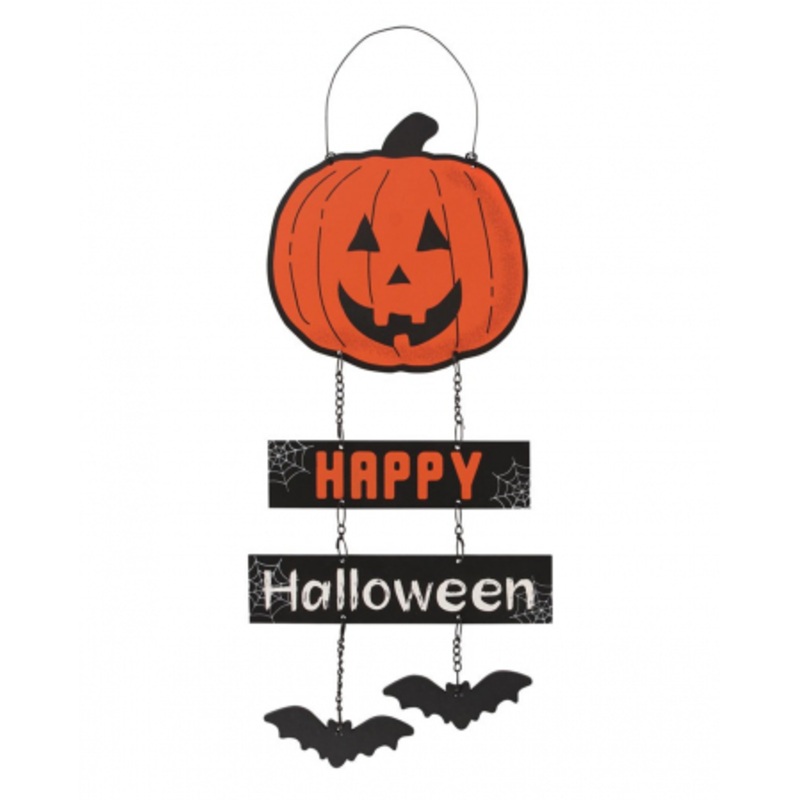 Happy Halloween Pumpkin Hanging Sign 30cm