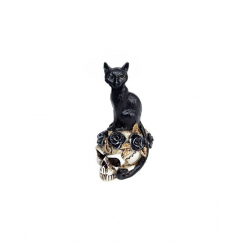 Kitten On Skull Miniature Figure 5.8cm